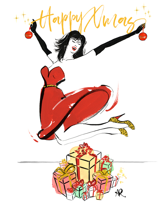 Merry-Xmas-fashion-illustration-greeting-card