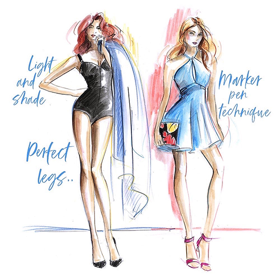 Fashion-illustration-with-copic-marker-pens